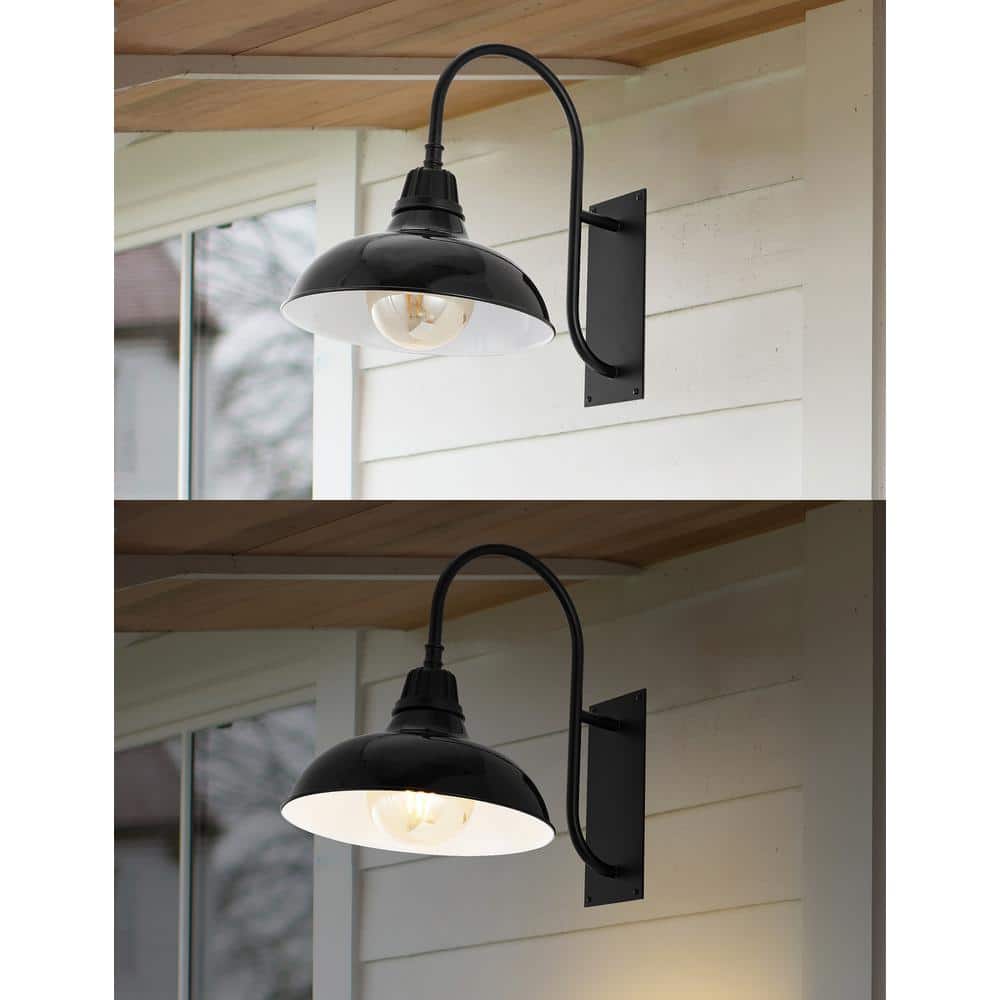 Stanley 12.25" Black Iron LED Gooseneck Arm Sconce