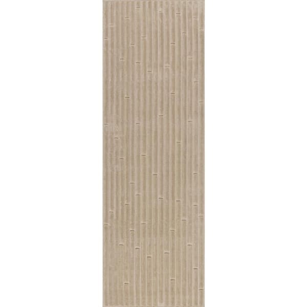 Zipporah Striped Beige 3 ft. x 8 ft. Outdoor Runner Rug