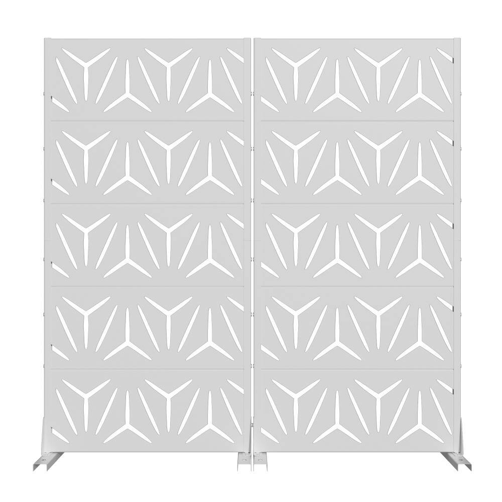 60 in. H x 30 in. W Outdoor White Galvanized Steel Decorative Garden Fence Privacy Screen (2-Pack) price history on PriceWatchPro