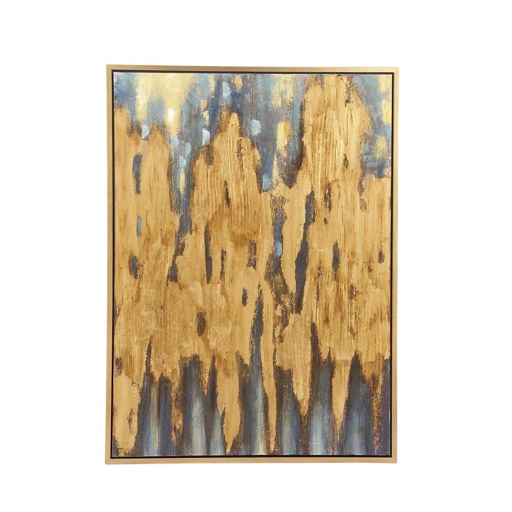 36" x 47" Gold Leaf Embellished Abstract Canvas Wall Art