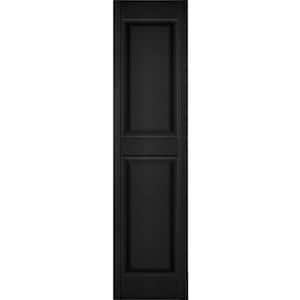 14-1/2 in. x 80 in. Lifetime Vinyl Custom 2 Equal Raised Panel Shutters Pair Black