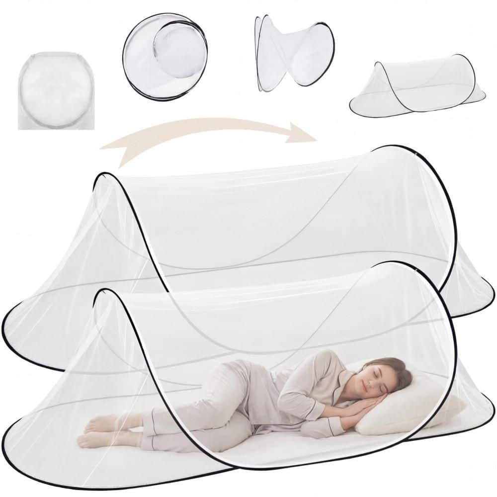 Foldable Pop‑Up Design, 78.7×31.5×22 in. Polyester Net Fabric, Bed Accessory Type, Mosquito Net, White, (2‑Pack) price history on PriceWatchPro