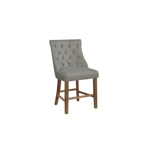 Debra 2pc Walnut Dining Gray Linen Fabric Chairs