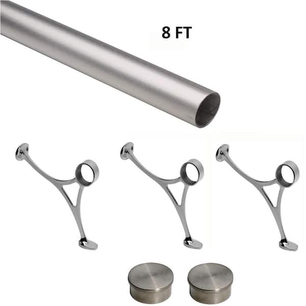 8’ Bar Foot Rail Kit – Complete Under Counter Mount Hardware and Tubing … .Brushed Stainless Steel Tubing 2 in OD, 8 ft Long Smooth-Seamless 