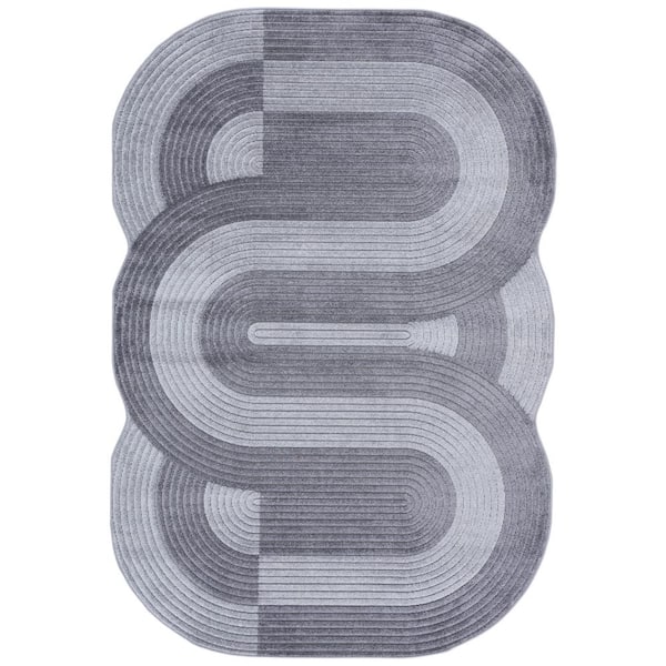 Contour 5 ft. x 8 ft. Gray/Dark Gray Swirls Abstract Area Rug