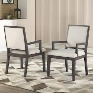 Mila Gray Polyester Arm Chair (Set of 2)