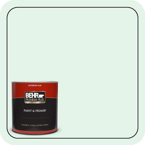 BEHR PREMIUM PLUS 1 qt. #480C-1 Light Mint Flat Exterior Paint & Primer