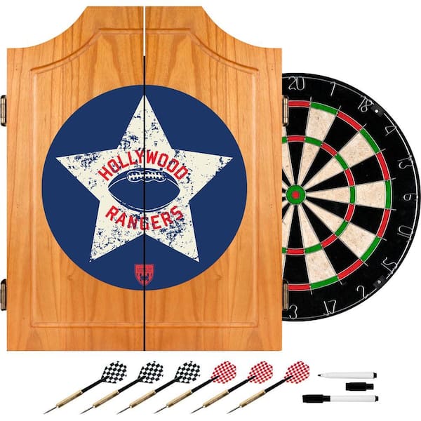 Trademark VAF 21 in. Hollywood Rangers Wood Dart Board Cabinet Set