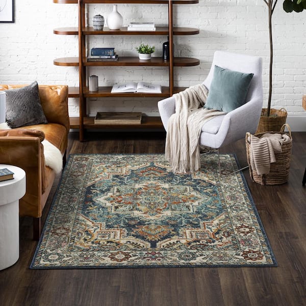 Dellen Blue 3 ft. 3 in. x 5 ft. Area Rug