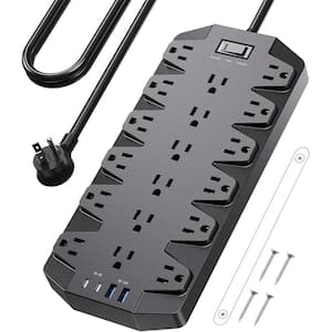 Surge Protector Power Strip, SUPERDANNY 18 AC Outlets w/ 4 USB Ports, 1875W/15 Amp, 2100J, 6.5 ft. Flat Plug Heavy Duty