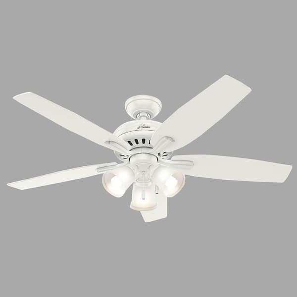 Hunter Newsome 52 in. Indoor Fresh White Ceiling Fan with Three Light Kit