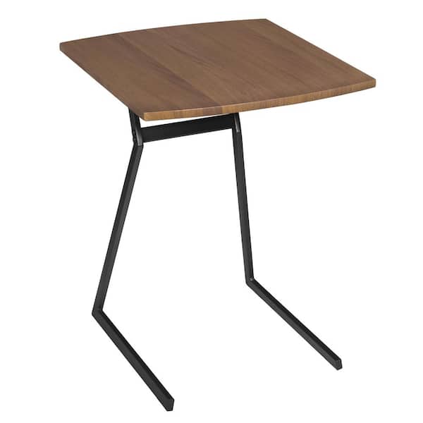 NICHE Ferox 19.5 in. Urban Walnut and Black C-Shape Wood End Table