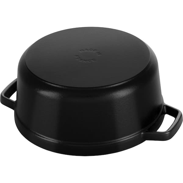 staub Cast Iron 4 qt. Round Cast Iron Dutch Oven in Black with Lid