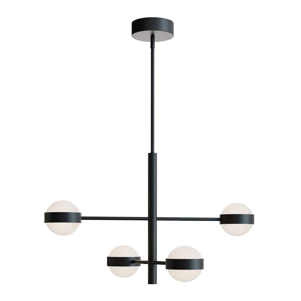 Verona 10-Watt 4 Light Black Statement Integrated LED Pendant Light with Acrylic Shade price history on PriceWatchPro