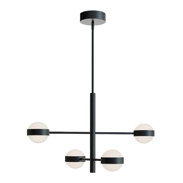 AFX Verona 10-Watt 4 Light Black Statement Integrated LED Pendant Light with Acrylic Shade