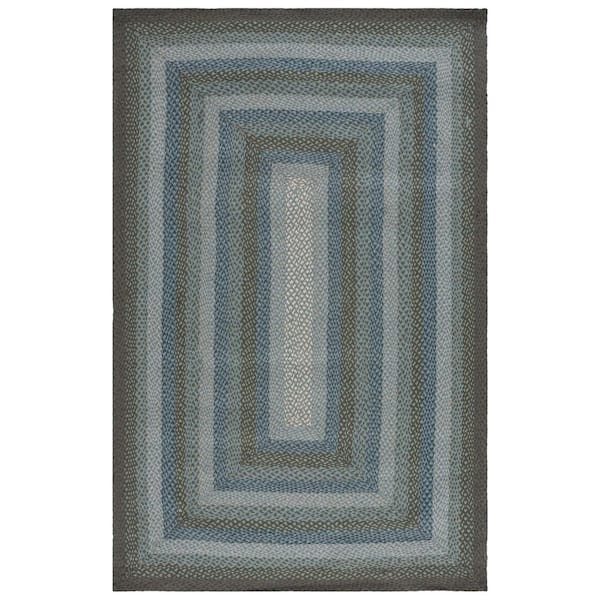 SAFAVIEH Braided Blue/Green 3 ft. x 3 ft. Striped Round Area Rug