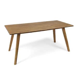 Downey 71 in. Teak Brown Wood Outdoor Dining Table