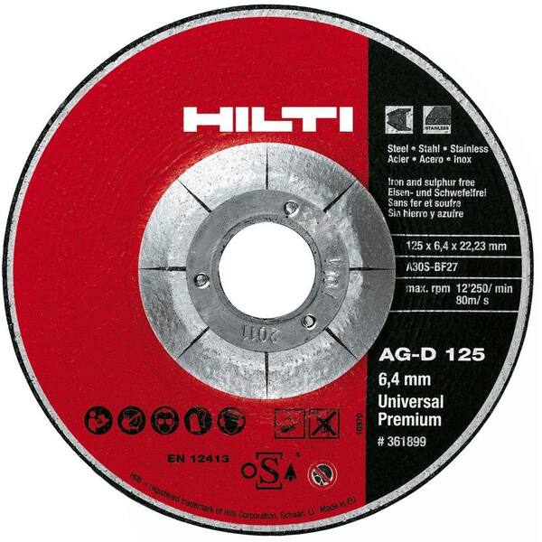 Hilti 4-1/2 in. x 1/4 in. x 7/8 in. Type 27 Grinding Wheel Universal Premium Pack (10-Piece)