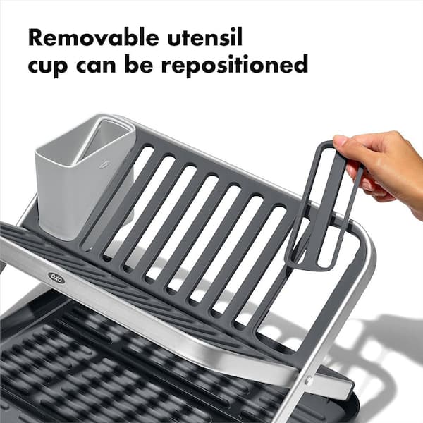 2-Tier Fold Flat Drying Dish Rack with Drainboard Aluminum 2-Tier Fold Flat Drying Dish Rack with Drainboard Aluminum