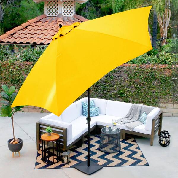 ace hardware yellow patio umbrella Astella 11 ft. Aluminum Market Patio Umbrella with Crank Lift and  Push-Button Tilt in Polyester Yellow 194061397640