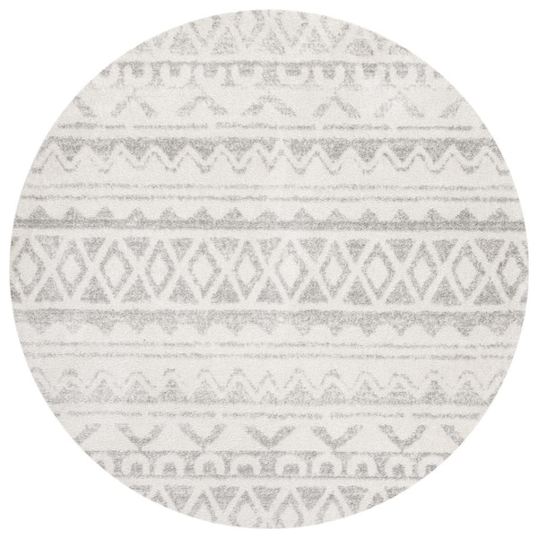 SAFAVIEH Adirondack Ivory/Gray 6 ft. x 6 ft. Geometric Striped Round Area Rug