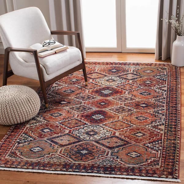 Herat Rust/Cream 5 ft. x 8 ft. Border Geometric Area Rug