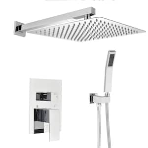 Rainfall Single-Handle 2-Spray Patterns 12 in. Wall Mount Shower Faucet with Hand Shower in Chrome (Valve Included)