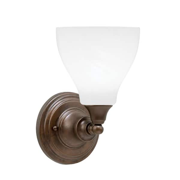 Unbranded Fulton 1 Light Bronze Wall Sconce 6.25 in. White Marble Glass