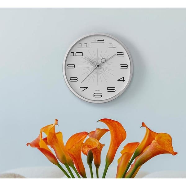 12 in. White Analog Metal Lighted Wall Clock for Living Room