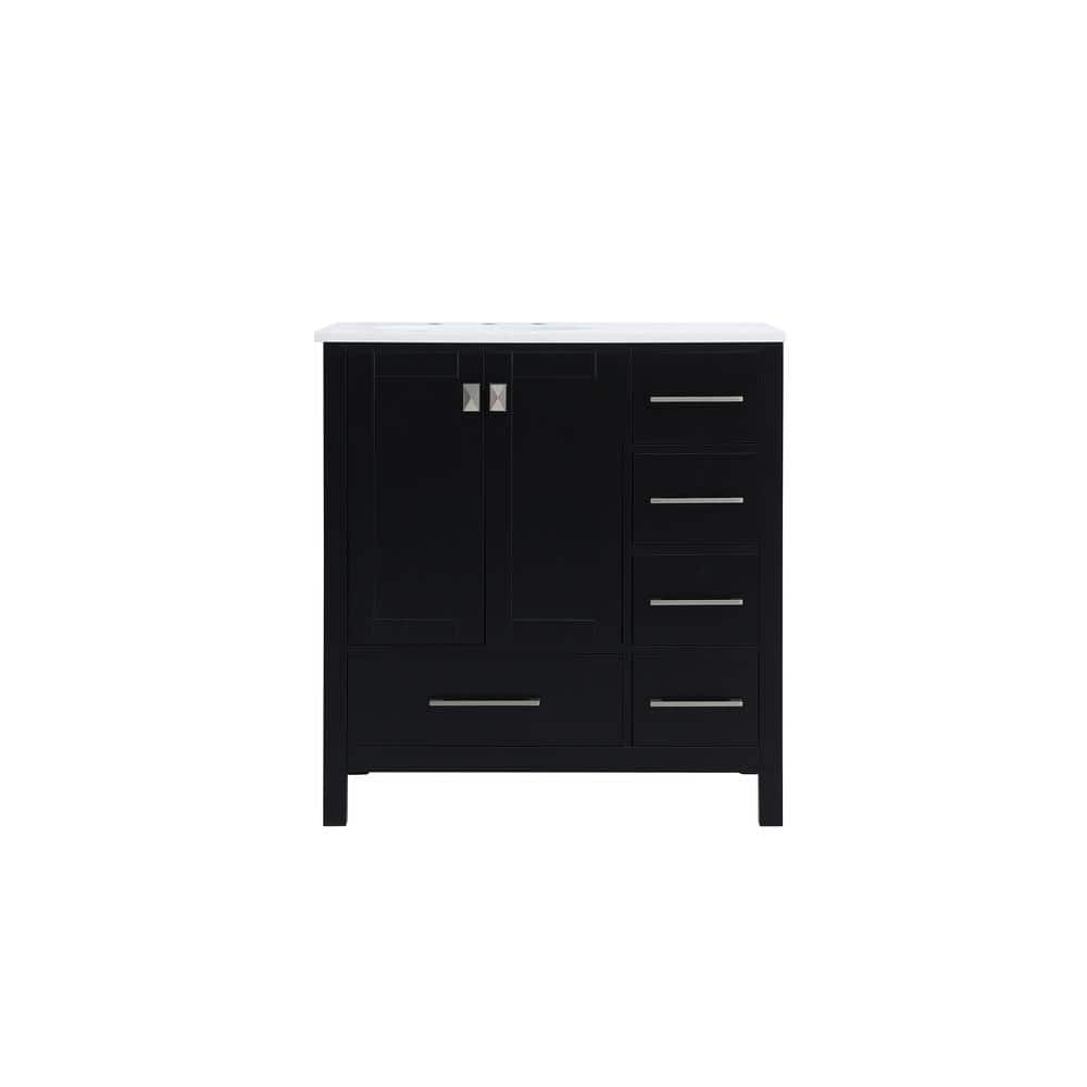 Simply Living 32 in. W x 22 in. D x 34 in. H Bath Vanity in Black with Cala