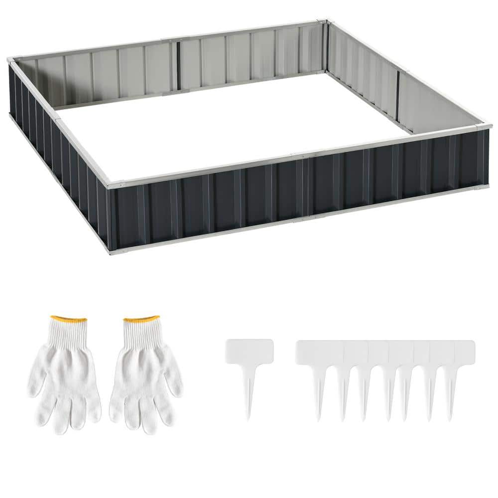Dark Grey Metal Raised Garden Bed Planter Box