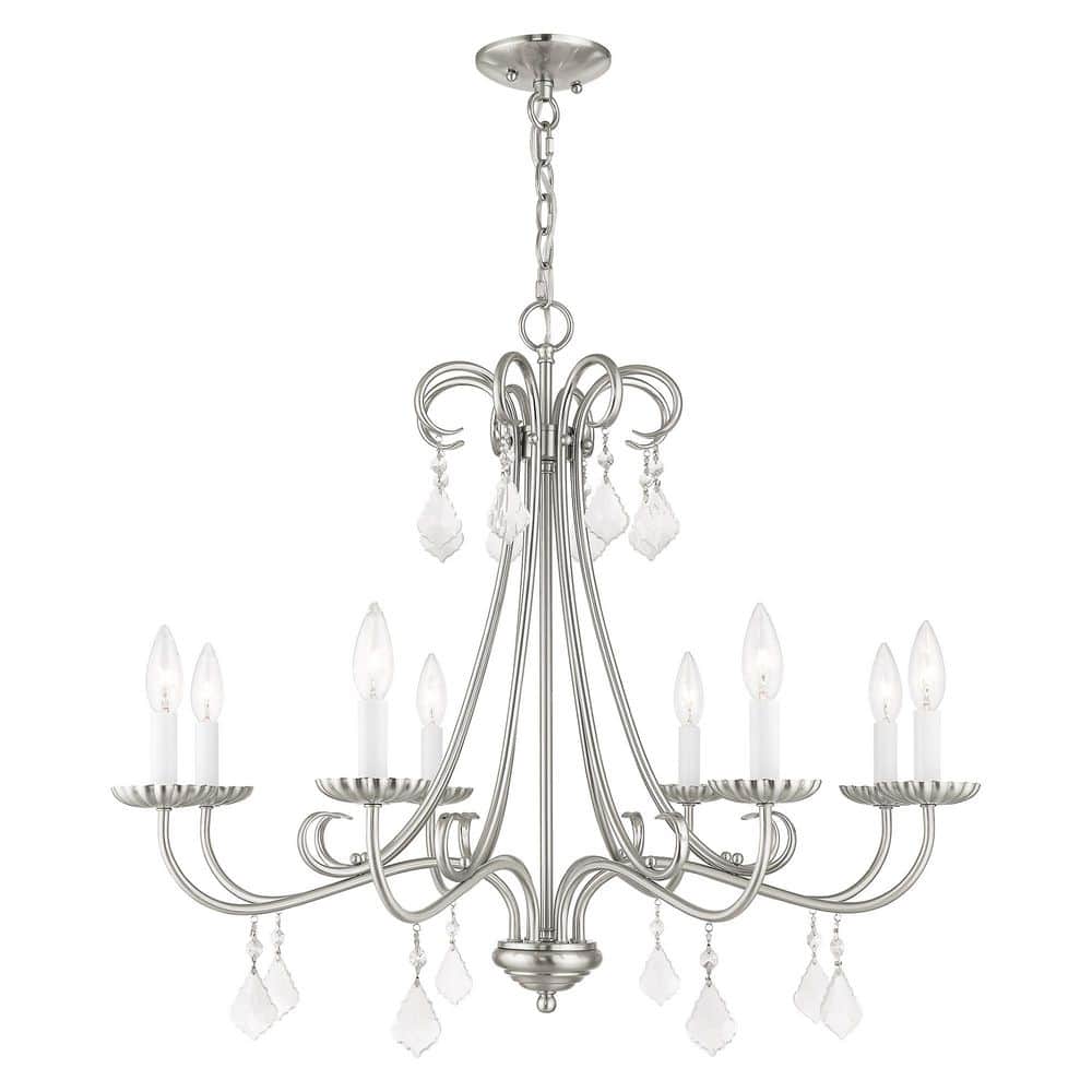 Shirlington 8 Light Brushed Nickle Crystal Round Chandelier for Damp Location Use with No Bulb Included price history on PriceWatchPro