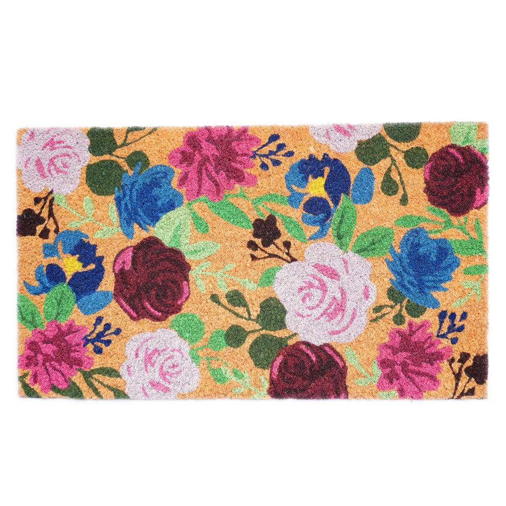 Northlight Natural Coir Blossoming Floral Outdoor Rectangular