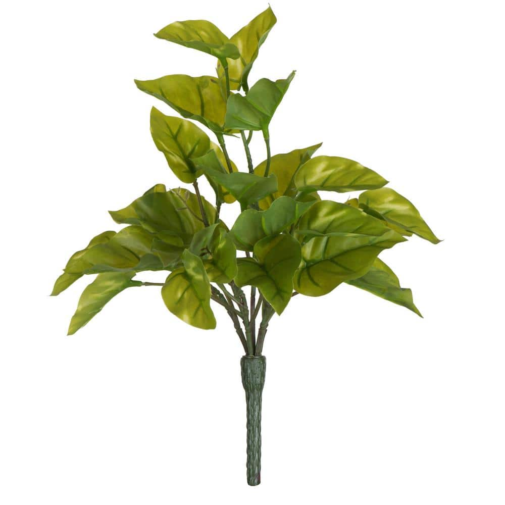 Vickerman 12 in. in Green Artificial Pothos Leaf Bush (Set of 3)