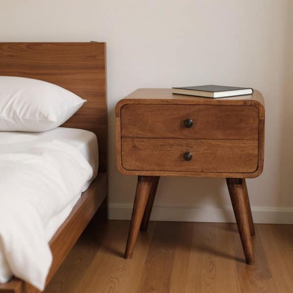 Brown 2-Drawer 17.70 in. Nightstand