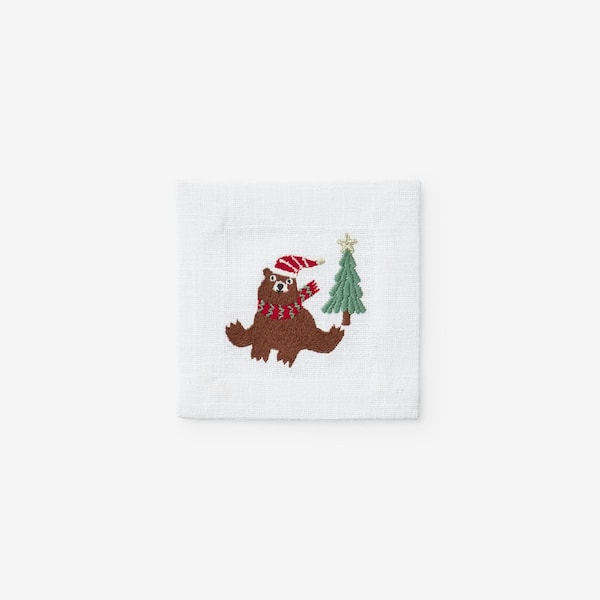 Company Cotton Embroidered Novelty 5 in. W x 5 in. H Brown Cotton Napkins Set of 4