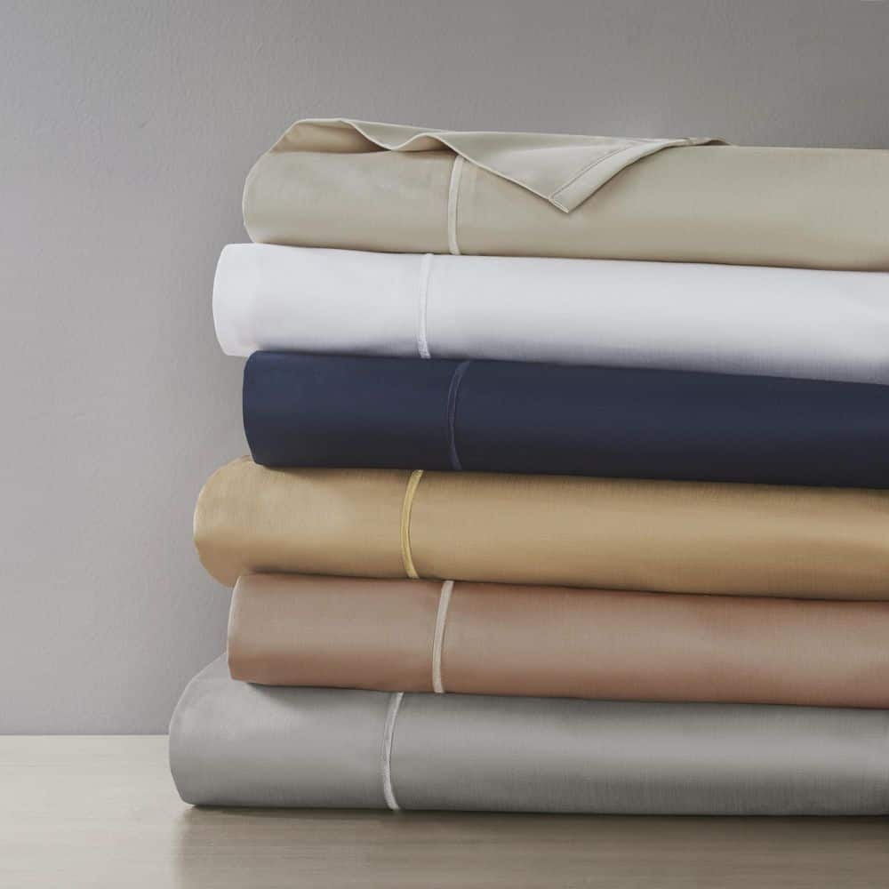 Queen Light Grey Cotton Sheet Set with Baratta Hemstitching