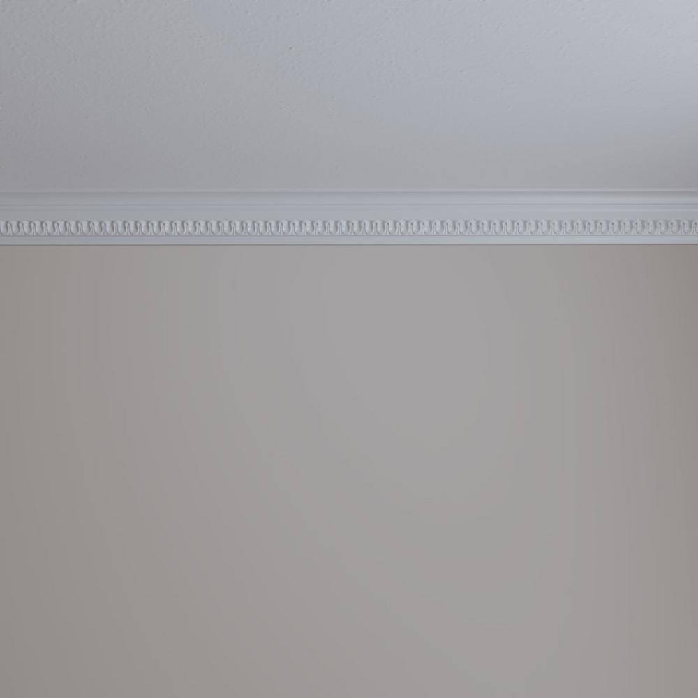 Primed White Geometric Crown Moulding Sample, 12" Length