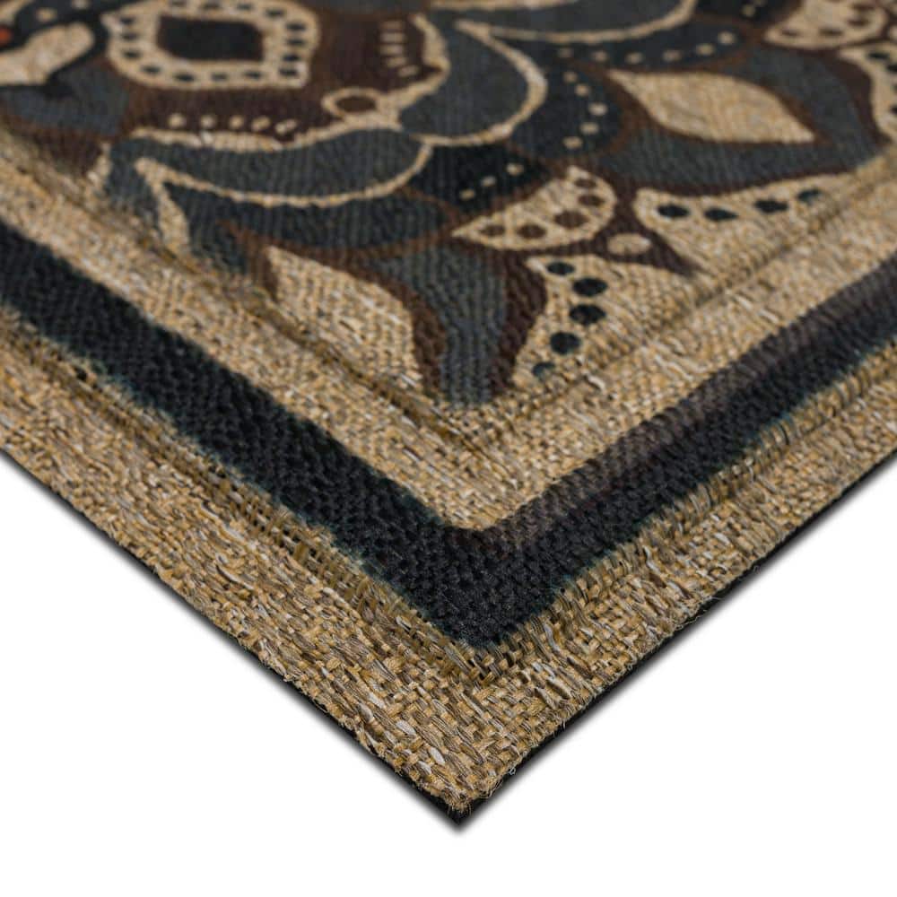 Natural Spirit Brown Ornamental Recycled Rubber Outdoor Door Mat