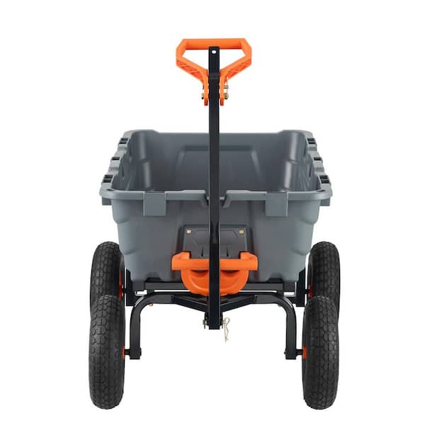 SKYSHALO Dump Wagon Garden Cart 6.48 cu. ft. Steel Frame Dump Cart Poly Garden Dump Cart 1200 lbs. Capacity