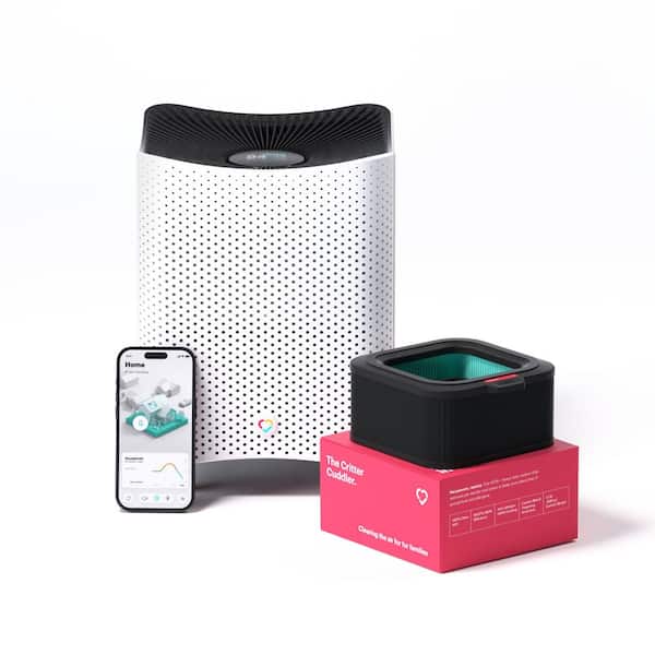 Mila Air 3 Air Purifier with Critter Cuddler Filter, 791ft2, True HEPA, Carbon, Smart Purifier in White, Dander, Ammonia,Dust
