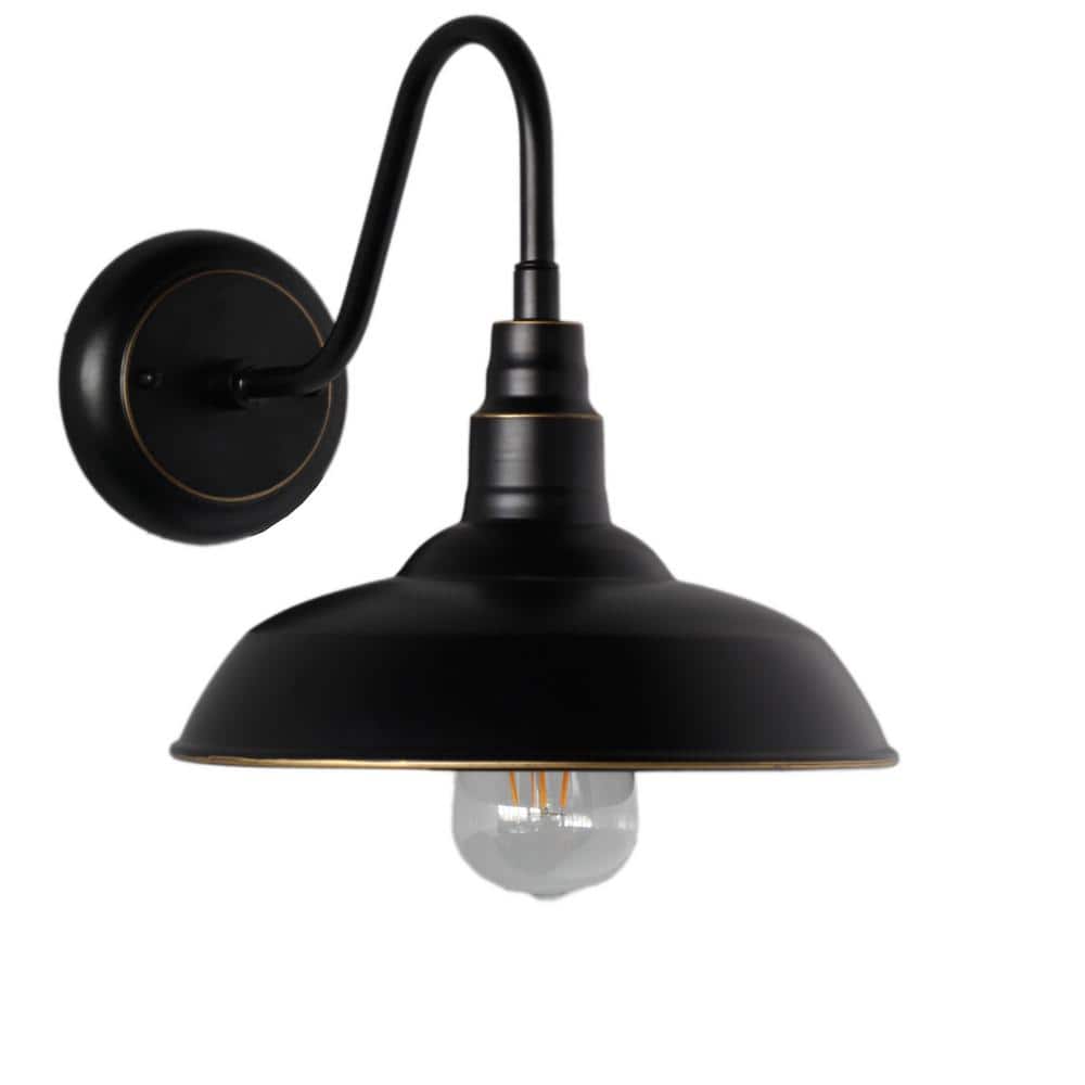 Lora 1-Light Imperial Black Outdoor Barn Light Sconce