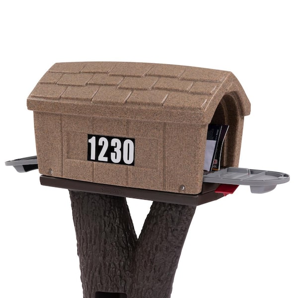 Simplay3 Rustic Home Sandstone / Espresso Post Mount Mailbox