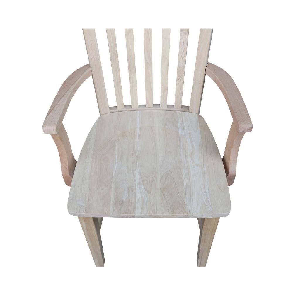 Elegant Tall Mission Brown Wood Slat Arm Chair