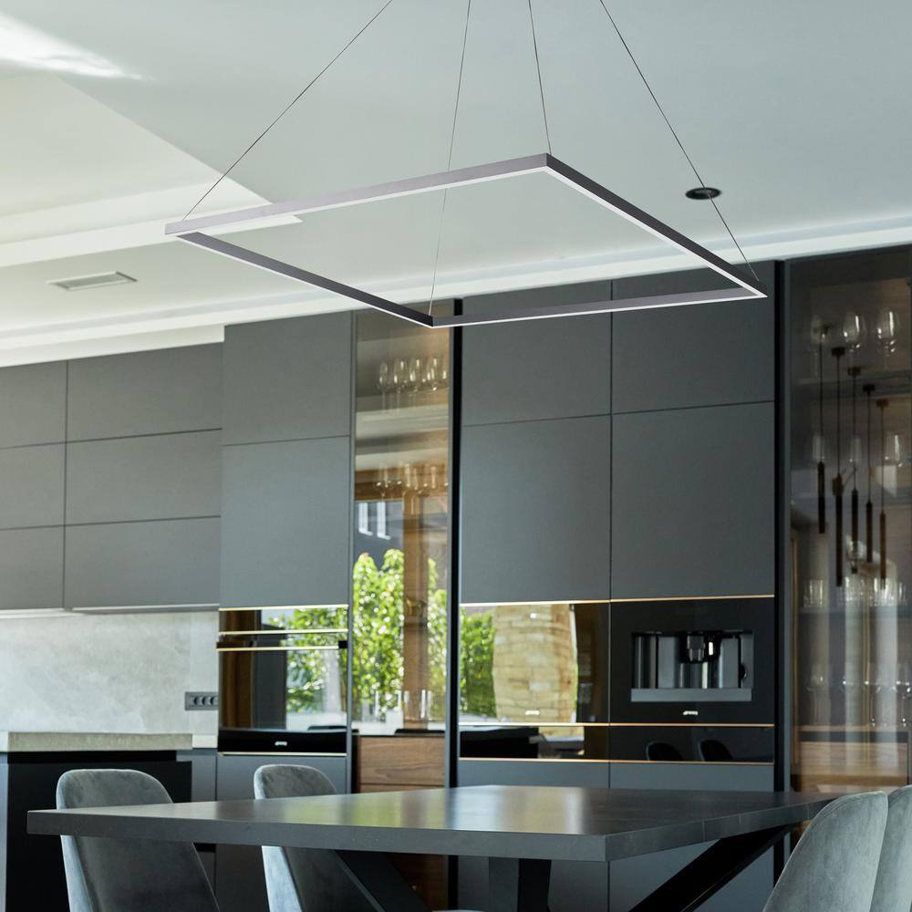 Atria 39.5" Silver LED Square Pendant Light