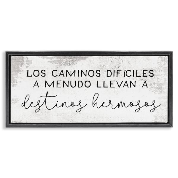 Stupell Industries Difficult Roads Motivation by Lil' Rue Black Floater Frame Typography Graphic Art Print 11 in. x 25 in.