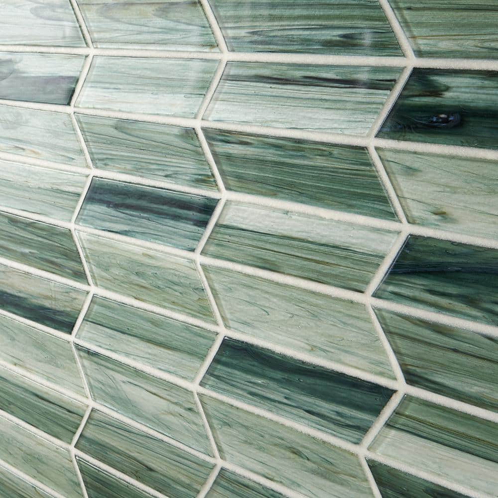 Tara Green Chevron Glass Mosaic Wall Tile