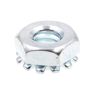 #10-24 Zinc Plated Steel K-Lock Nuts with External Tooth Washer (50-Pack)
