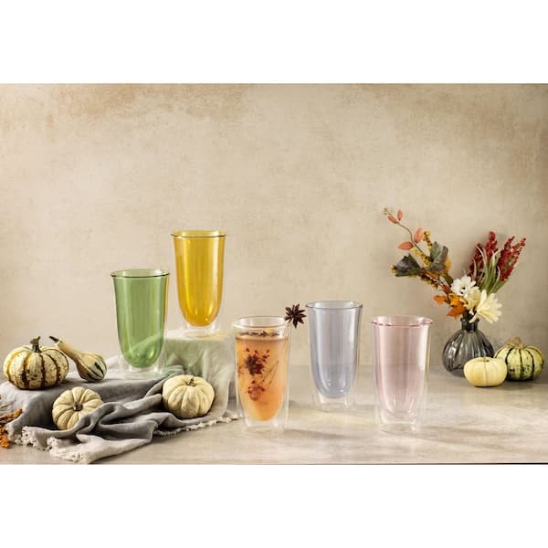 Spike Lead Free Glass Double Wall Mug, 13.5 oz. (Set of 2)