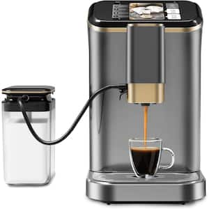1350W Single Cup Fully Automatic Espresso Machine in Silver with Built-In Grinder & Milk Frother